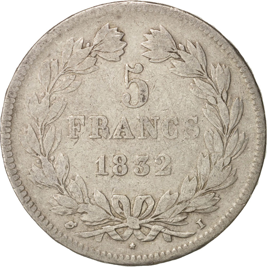 FRANCE, Louis-Philippe, 5 Francs, 1832, Limoges, VF(20-25), Silver, KM:749.6