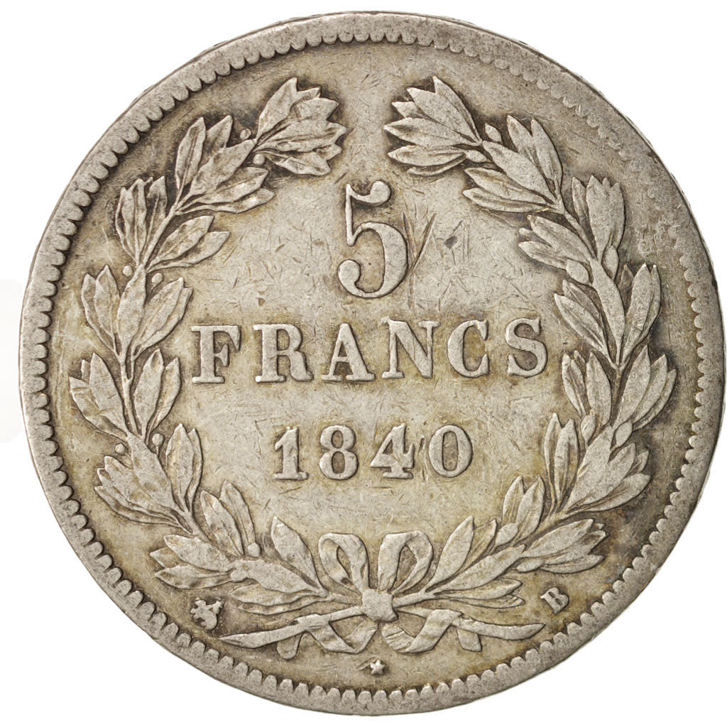 France, Louis-Philippe, 5 Francs, 1840, Rouen, VF(20-25), Silver, KM:749.2