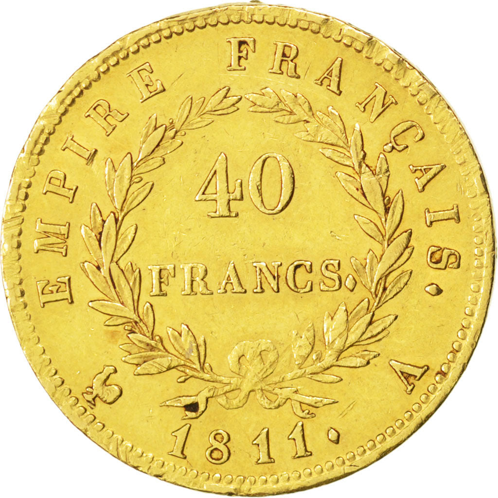 FRANCE, Napoléon I, 40 Francs, 1811, Paris, KM #696.1, EF(40-45), Gold, Gadoury 
