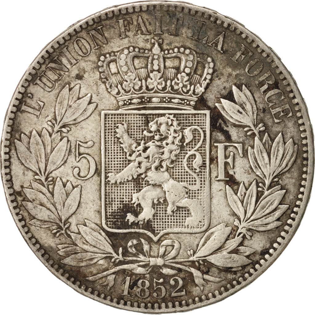 Belgium, Leopold I, 5 Francs, 5 Frank, 1852, VF(30-35), Silver, KM:17