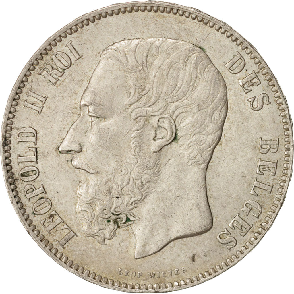 Belgium, Leopold II, 5 Francs, 5 Frank, 1873, AU(50-53), Silver, KM:24
