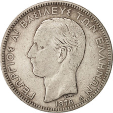 Greece, George I, 5 Drachmai, 1876, Paris, VF(20-25), Silver, KM:46