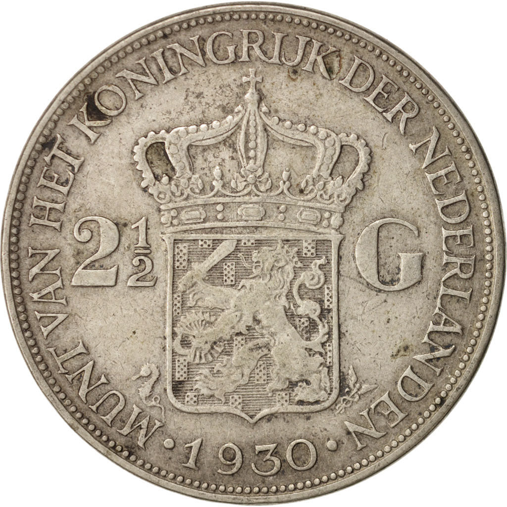 Munten, Nederland, Wilhelmina I, 2-1/2 Gulden, 1930, ZF, Zilver, KM:165