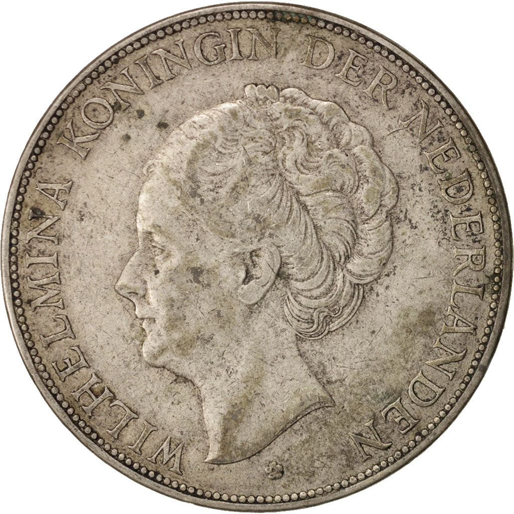 Netherlands, Wilhelmina I, 2-1/2 Gulden, 1930, EF(40-45), Silver, KM:165