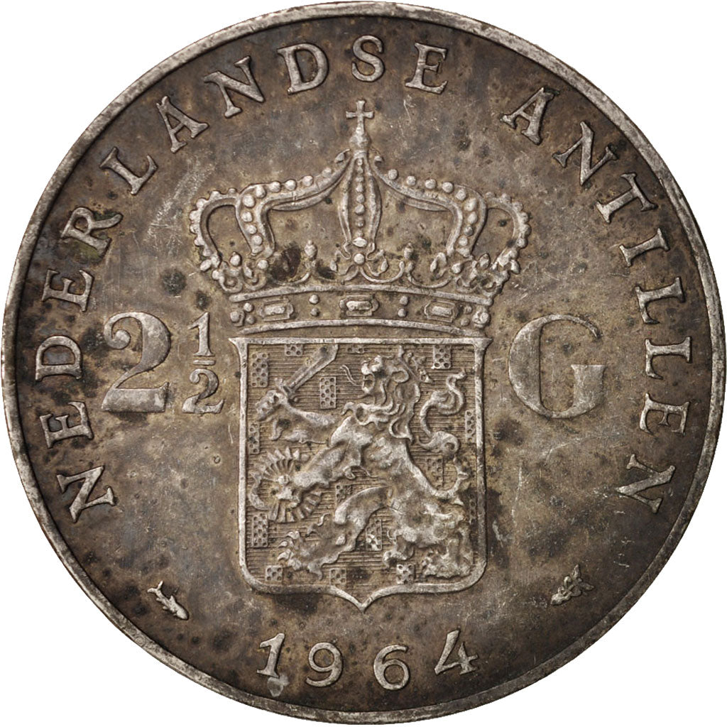 Monnaie, Pays-Bas, Juliana, 2-1/2 Gulden, 1964, TTB+, Argent, KM:185