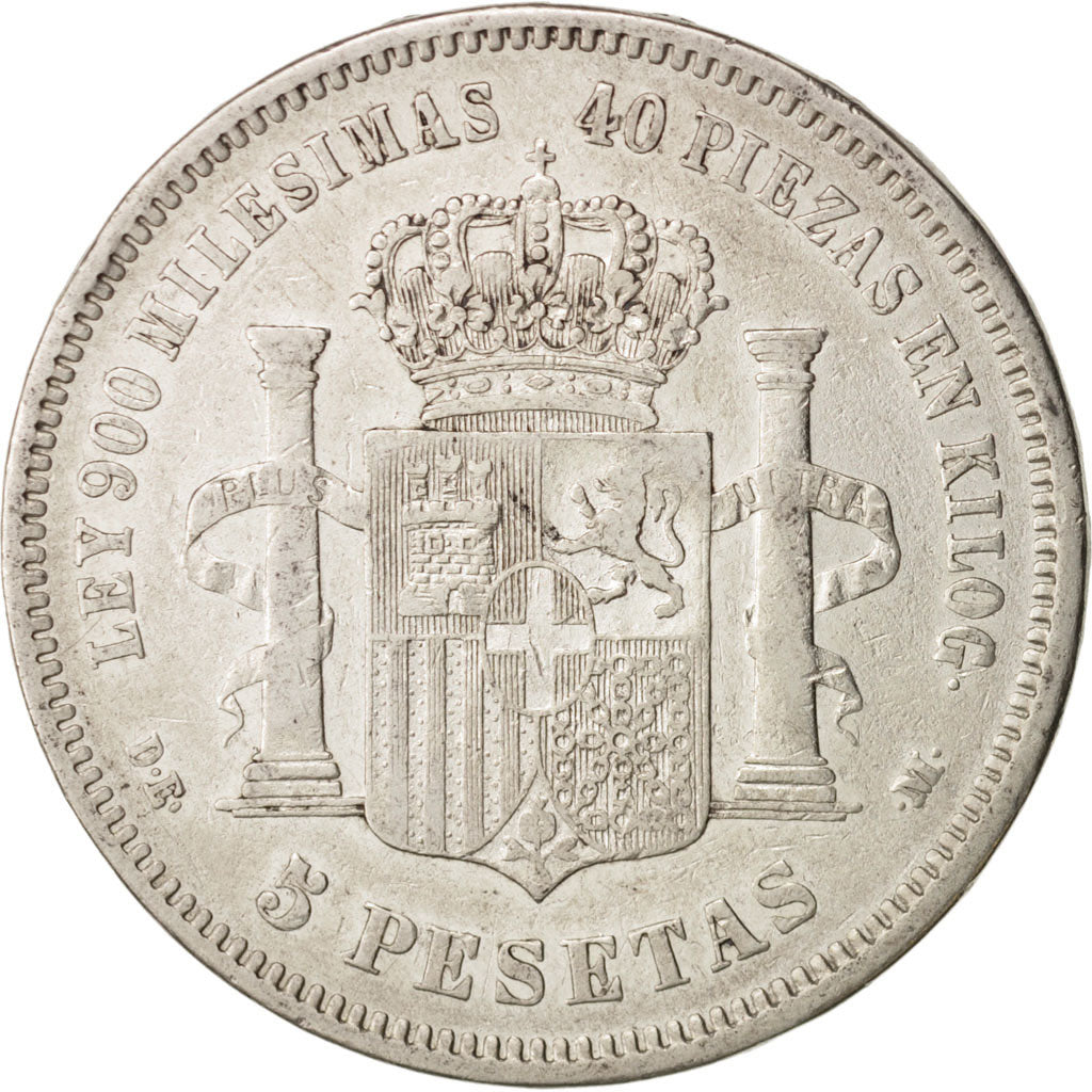 Münze, Spanien, Amadeao I, 5 Pesetas, 1871, Madrid, S+, Silber, KM:666