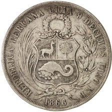 Peru, SOUTH PERU, Sol, 1866, Lima, EF(40-45), Silver, KM:196.1