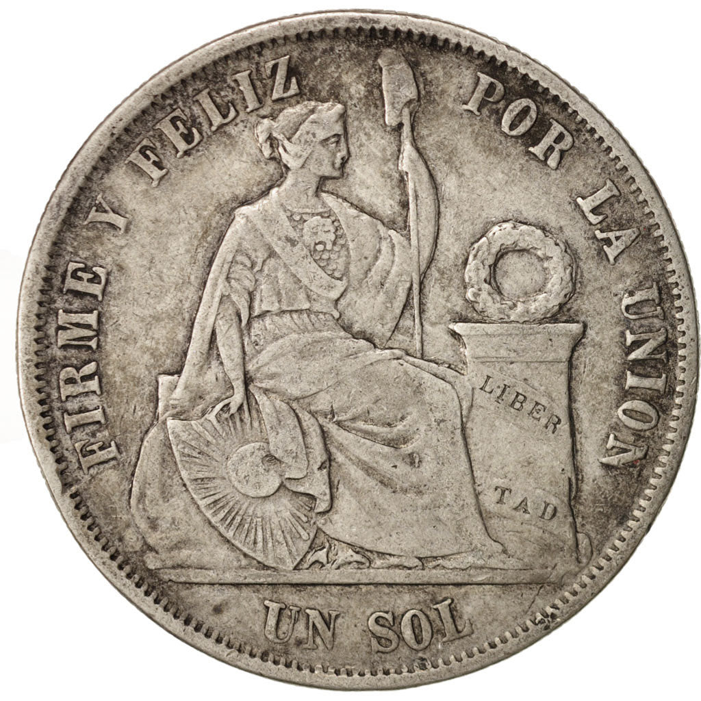 Peru, SOUTH PERU, Sol, 1866, Lima, EF(40-45), Silver, KM:196.1