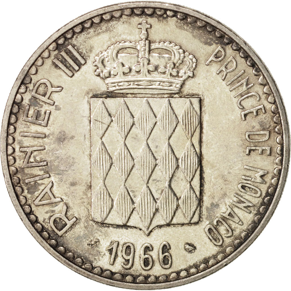 Coin, Monaco, Rainier III, 10 Francs, 1966, AU(55-58), Silver, KM:146
