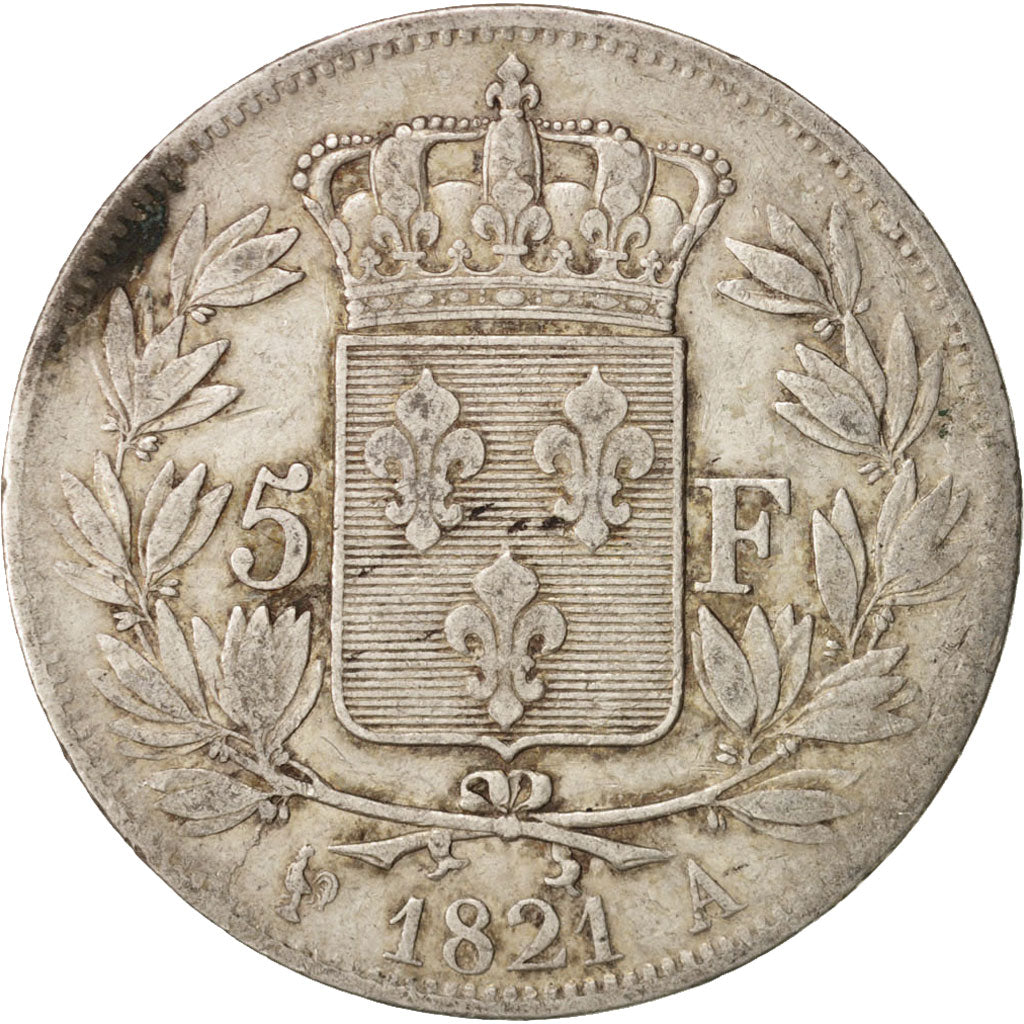 France, Louis XVIII, Louis XVIII, 5 Francs, 1821, Paris, TB+, Argent, KM:711.1