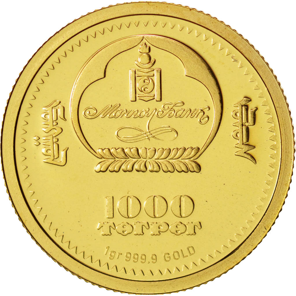 Mongolei, 1000 Togrog, 2008, STGL, Gold