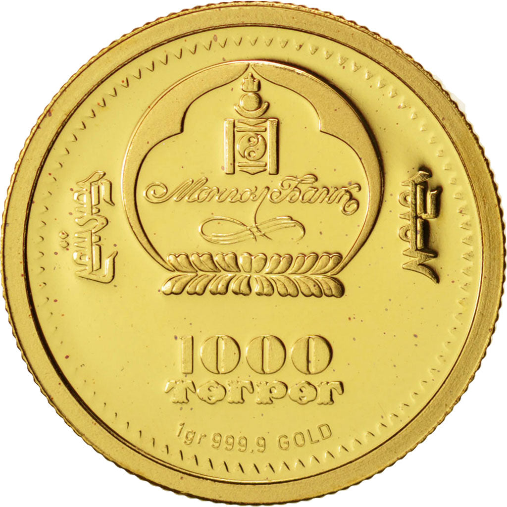 Coin, Mongolia, Christ Redeemer, 1000 Togrog, 2008, MS(65-70), Gold
