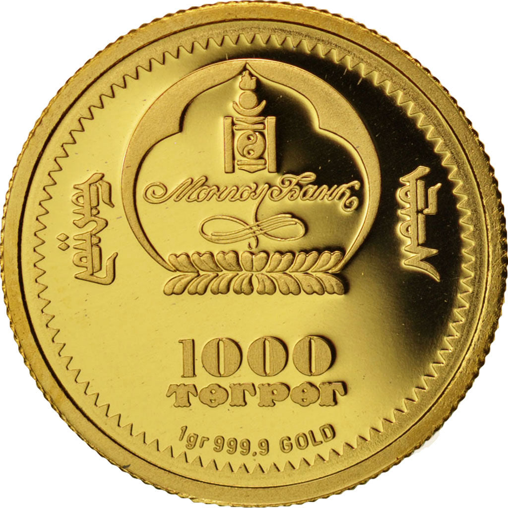 Mongolia, 1000 Togrog, Colosseum, 2008, MS(65-70), Gold