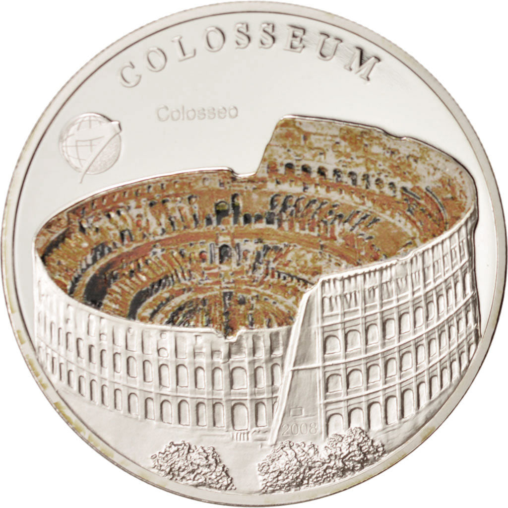 Mongolia, 100 Tugrik, Colosseum, 2008, MS(65-70), Silver, KM:306