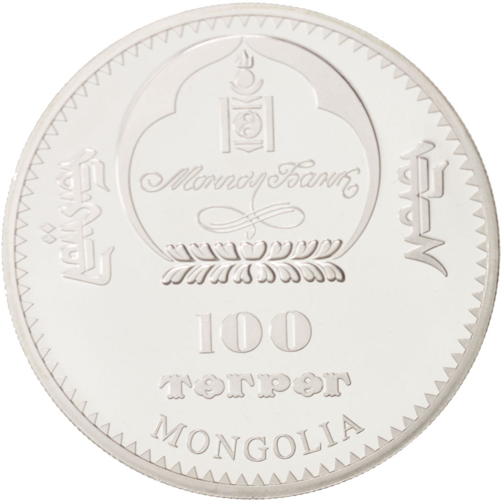 Mongolia, 100 Tugrik, Taj Mahal, 2008, MS(65-70), Silver, KM:321