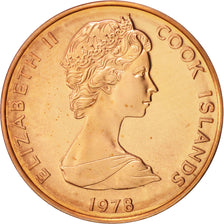 Isole Cook, Elizabeth II, 2 Cents, 1978, Franklin Mint, USA, FDC, Bronzo, KM:2a