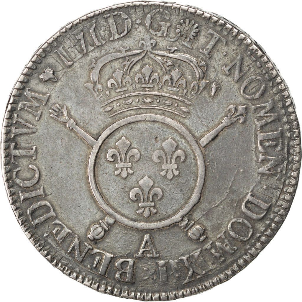 FRANCE, Écu aux insignes, ECU, 1701, Paris, KM #329.1, EF(40-45), Silver, ...