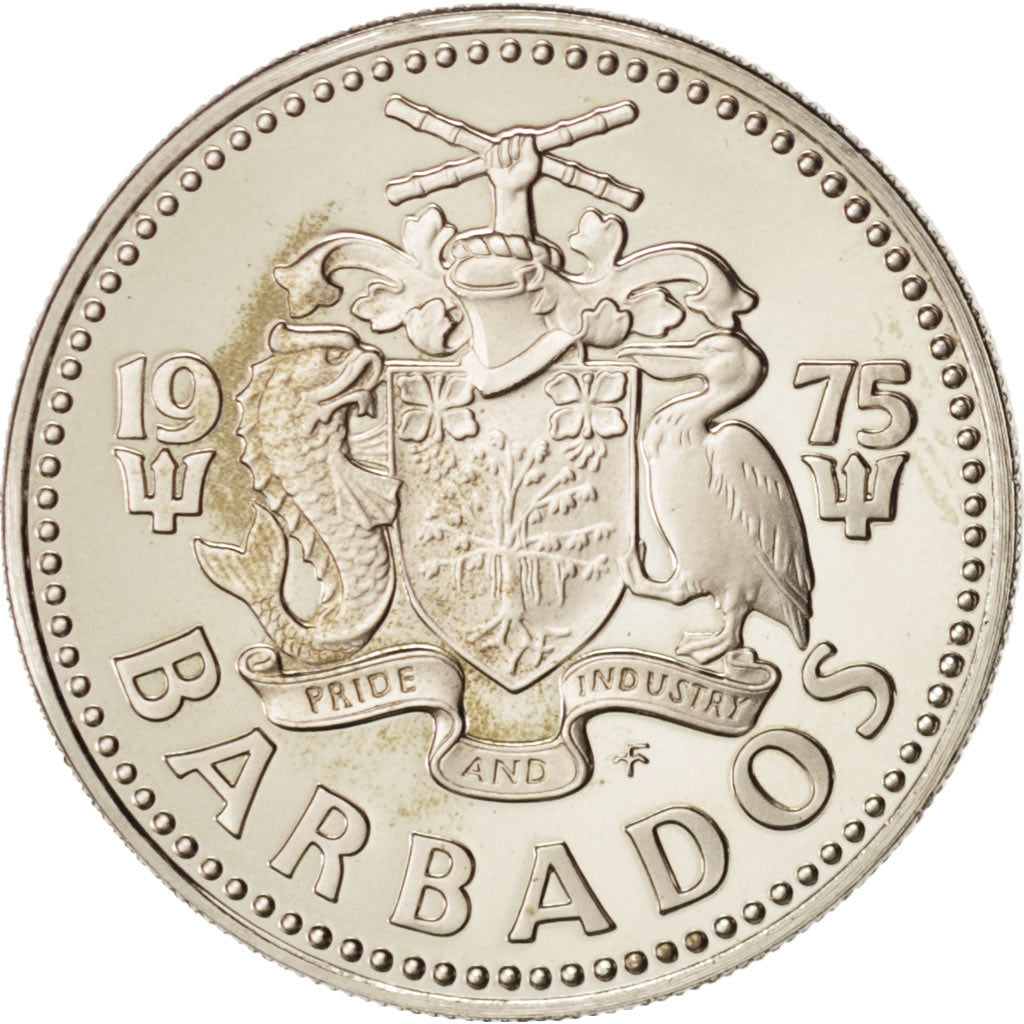 Monnaie, Barbados, 25 Cents, 1975, Franklin Mint, FDC, Copper-nickel, KM:13