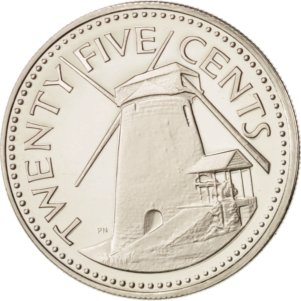 Monnaie, Barbados, 25 Cents, 1975, Franklin Mint, FDC, Copper-nickel, KM:13