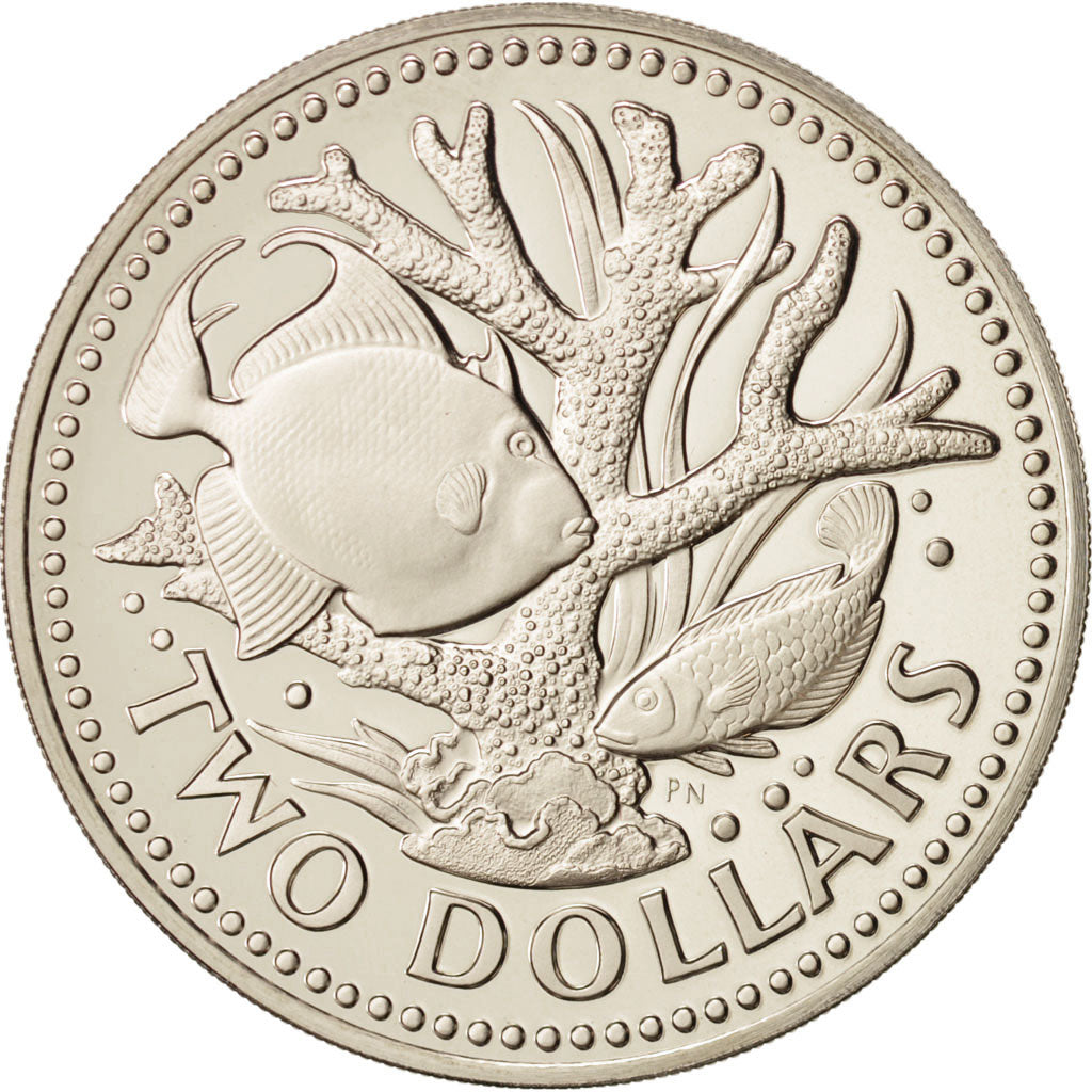 Coin, Barbados, 2 Dollars, 1975, Franklin Mint, MS(65-70), Copper-nickel, KM:15