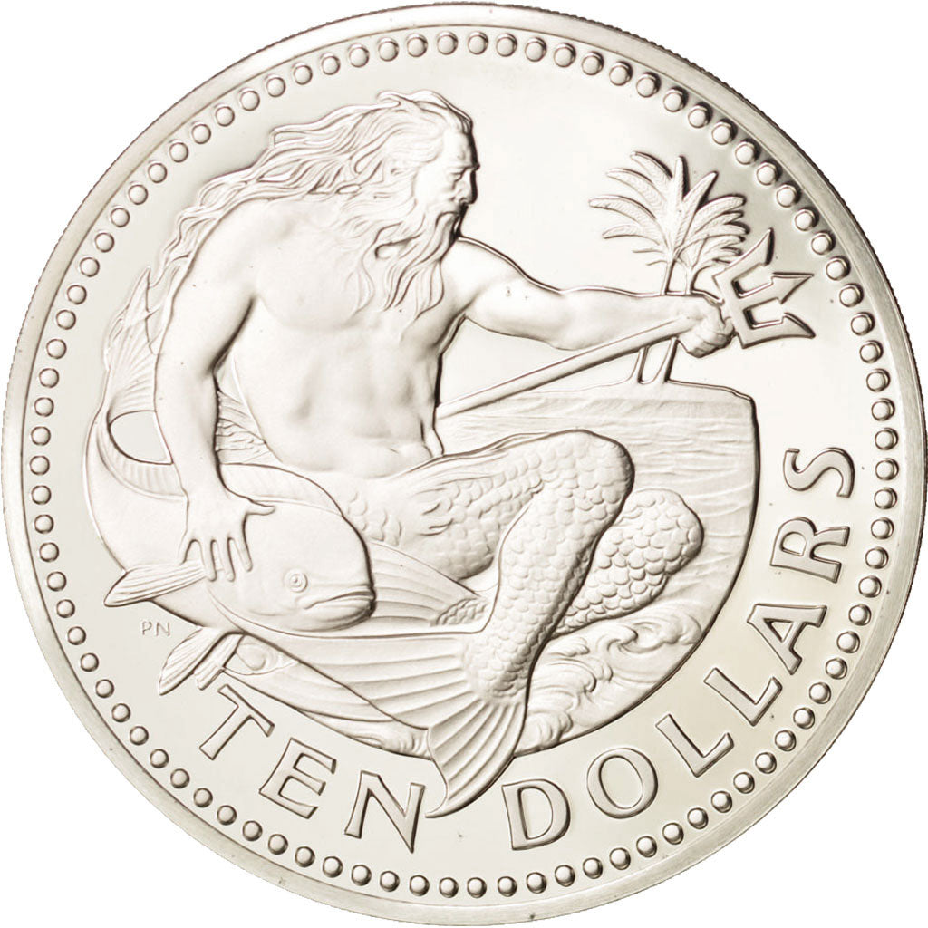 Barbados, 10 Dollars, 1975, Franklin Mint, MS(65-70), Silver, KM:17a