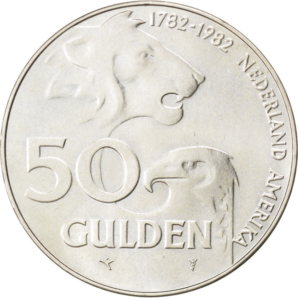 Moneda, Países Bajos, Beatrix, 50 Gulden, 1982, SC, Plata, KM:207