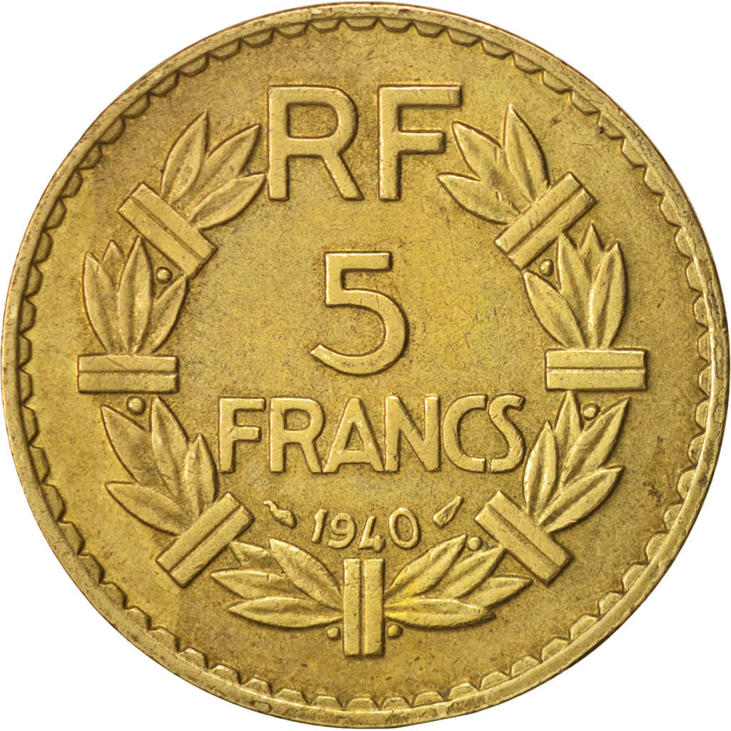 Moneda, Francia, Lavrillier, 5 Francs, 1940, MBC, Aluminio - bronce, KM:888a.1