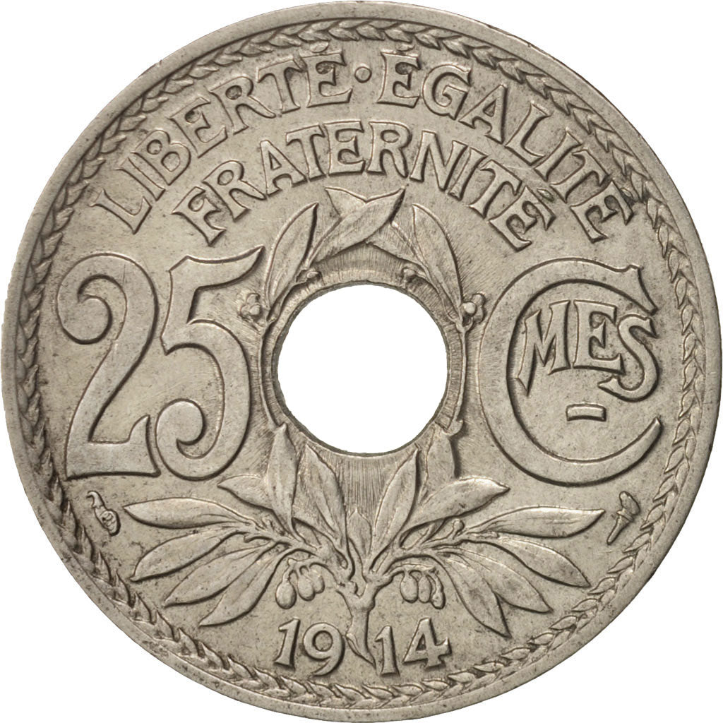 Coin, France, Lindauer, 25 Centimes, 1914, AU(55-58), Nickel, KM:867