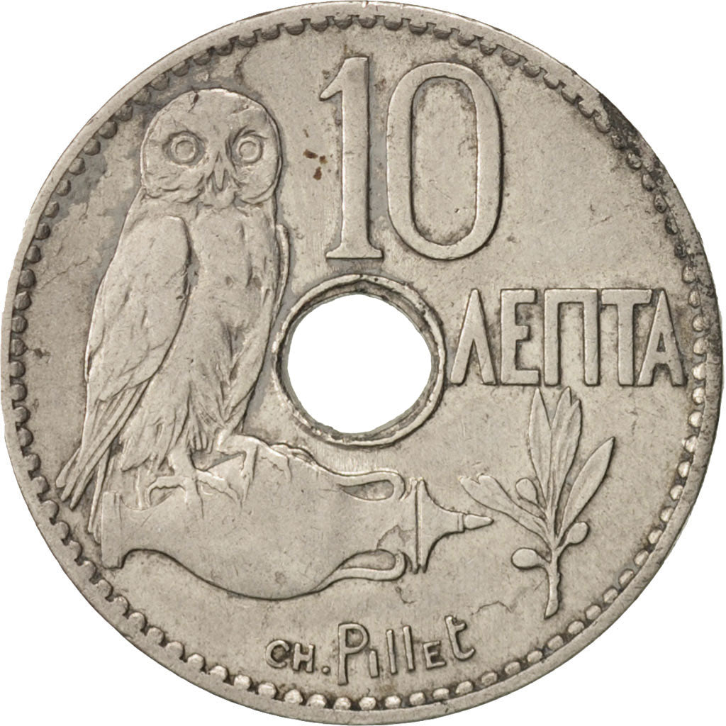 Coin, Greece, George I, 10 Lepta, 1912, EF(40-45), Nickel, KM:63