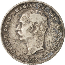Coin, Greece, George I, Drachma, 1910, VF(30-35), Silver, KM:60