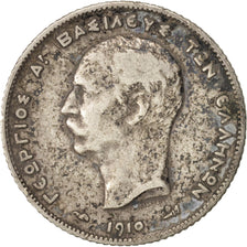 Münze, Griechenland, George I, Drachma, 1910, S+, Silber, KM:60