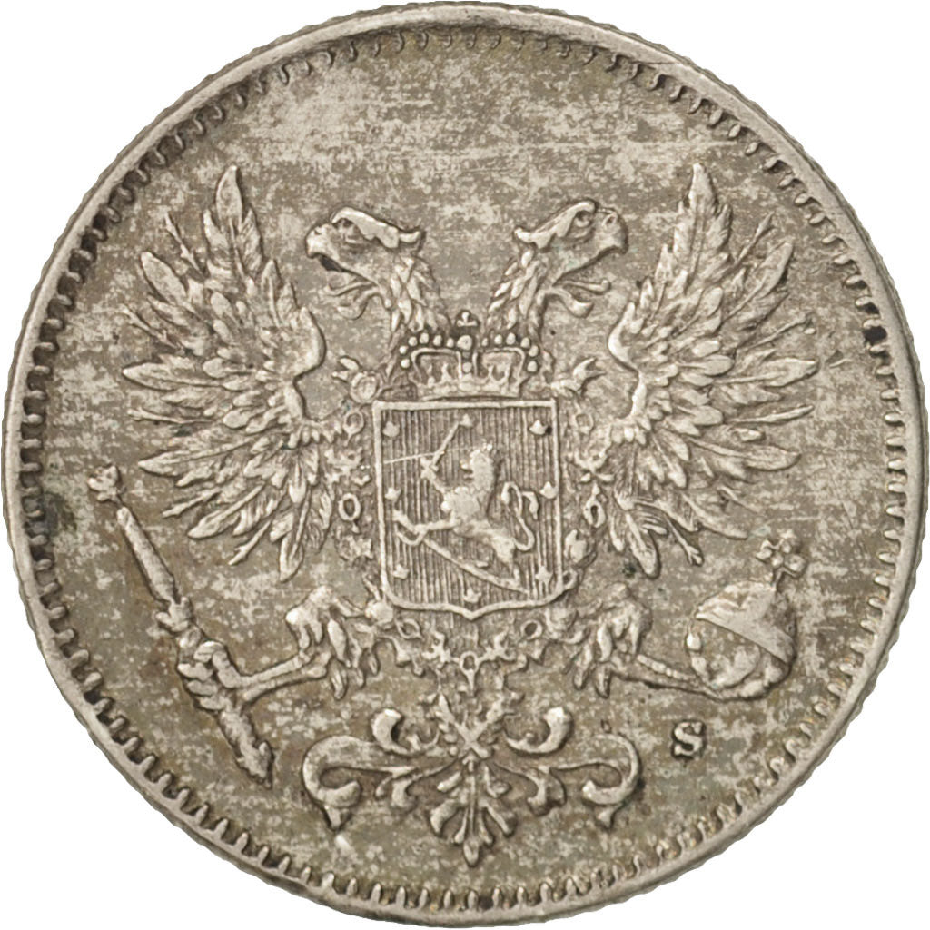 Finland, Nicholas II, 50 Penniä, 1917, AU(50-53), Silver, KM:2.2
