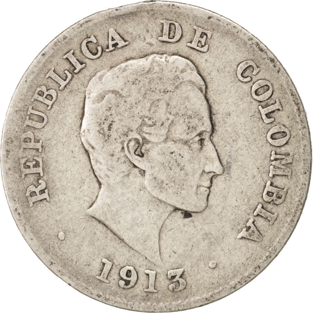 Colombia, 20 Centavos, 1913, MB, Argento, KM:197