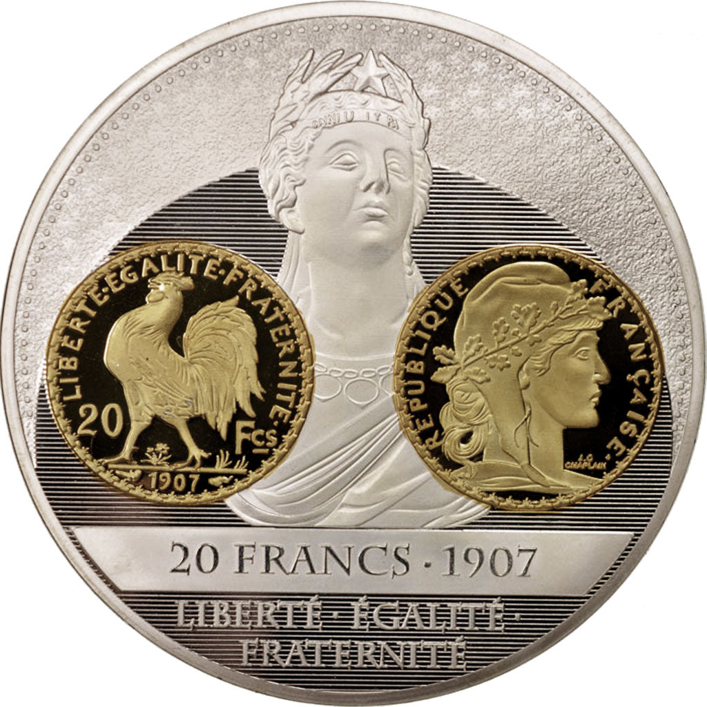 Frankreich, Medal, Histoire de la monnaie Française, 20 Francs 1907, History
