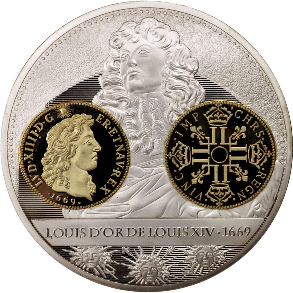France, Medal, Histoire de la monnaie Française, Louis d'or de Louis XIV