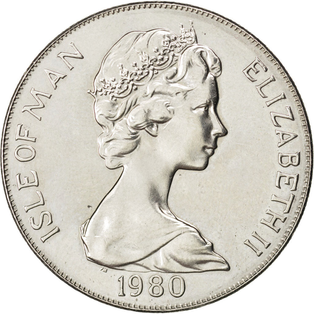 ISLE OF MAN, Crown, 1980, Pobjoy Mint, KM #68, MS(63), Copper-Nickel, 38.5,...