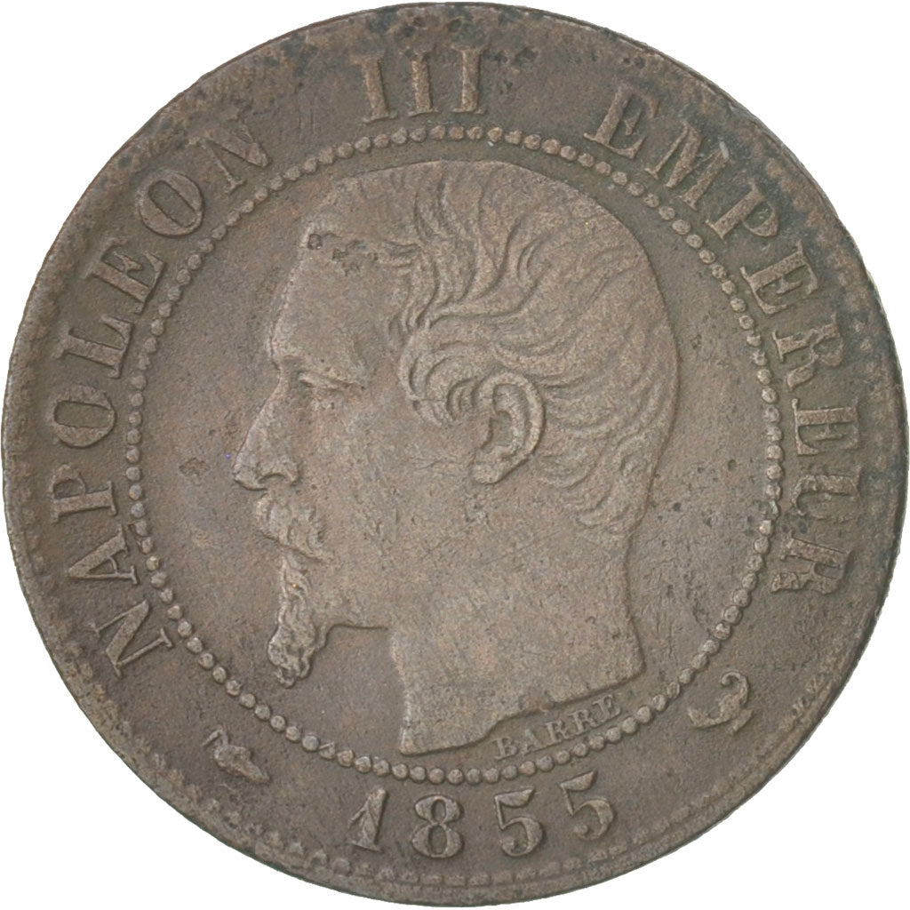 Moneta, Francja, Napoleon III, Napoléon III, Centime, 1855, Lille, AU(50-53)