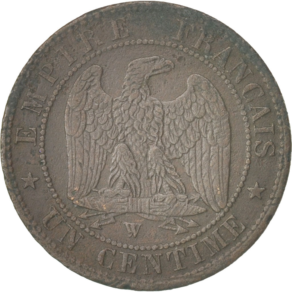 Moneta, Francja, Napoleon III, Napoléon III, Centime, 1855, Lille, AU(50-53)