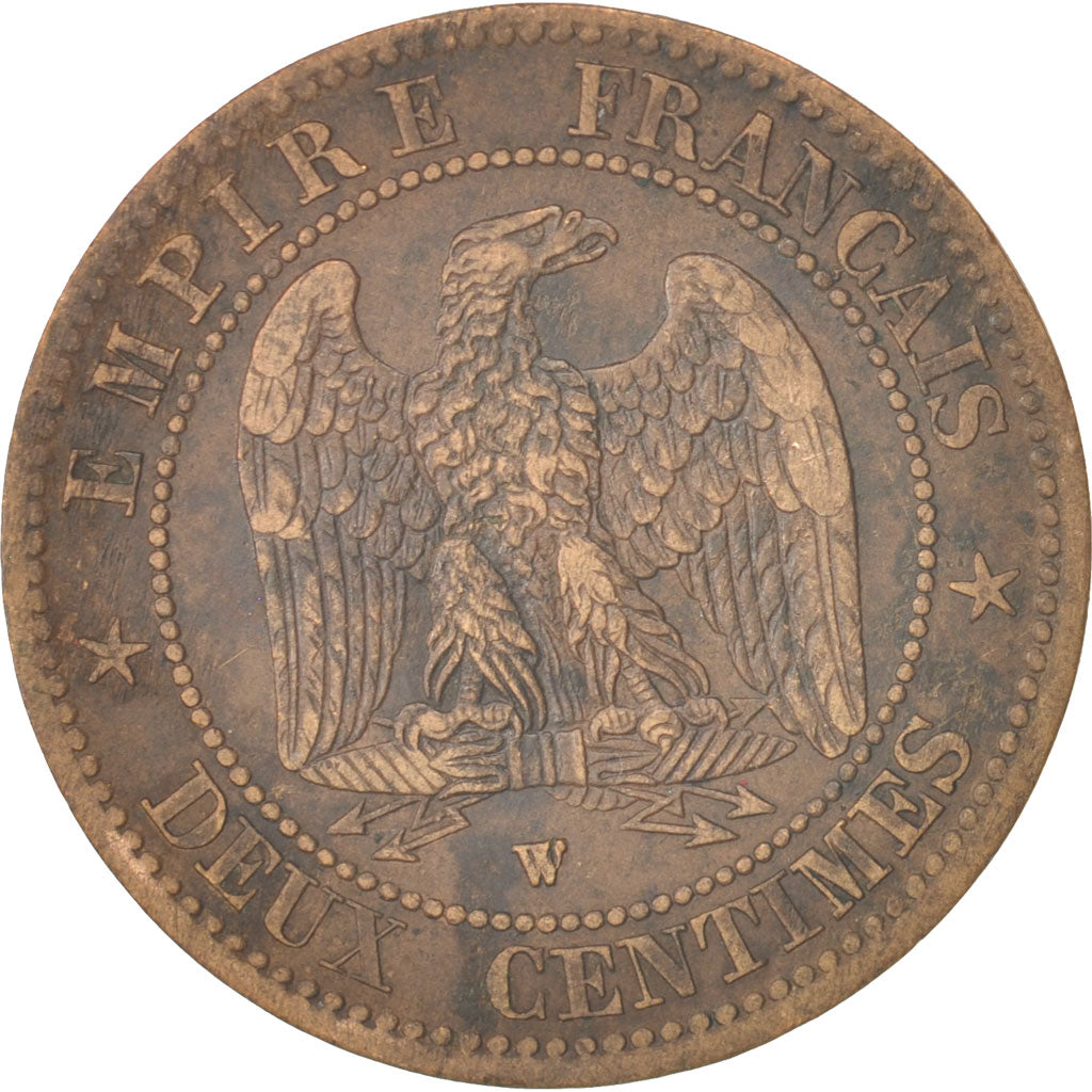 France, Napoleon III, 2 Centimes, 1854, Lille, VF(30-35), Bronze, KM 776.7