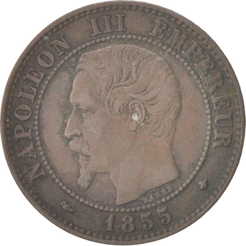 Moneta, Francia, Napoleon III, Napoléon III, 2 Centimes, 1855, Strasbourg, MB+