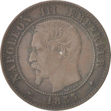 Moneda, Francia, Napoleon III, Napoléon III, 2 Centimes, 1855, Strasbourg, BC+
