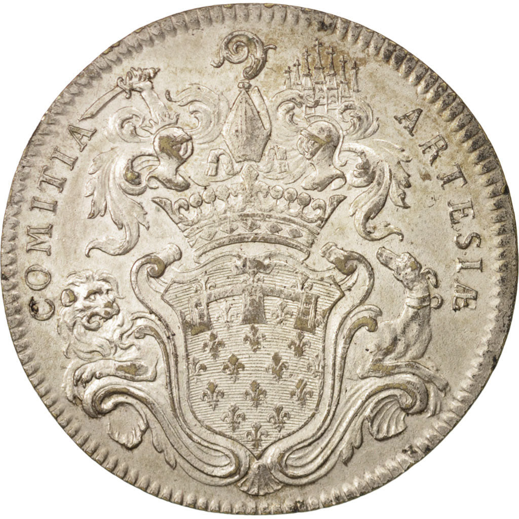 France, Token, Royal, États d'Artois, Louis XV, AU(50-53), Copper Plated Silver
