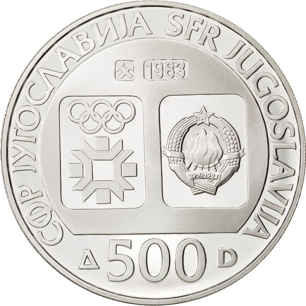 YUGOSLAVIA, 500 Dinara, 1983, KM #102, MS(65-70), Silver, 38, 22.93