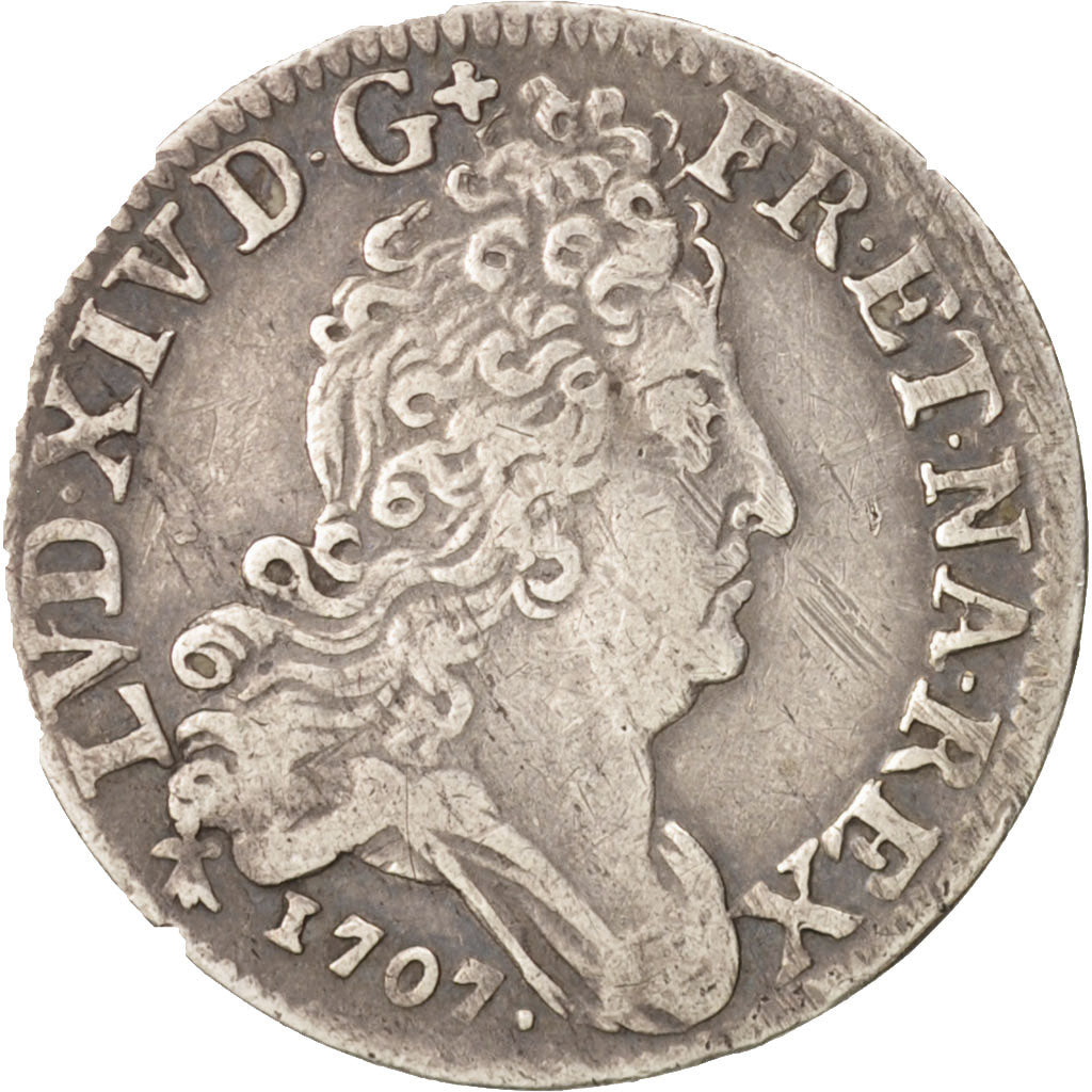 France, Louis XIV, 10 Sols aux couronnes de Metz, 10 Sols-1/8 Ecu, 1707, Metz