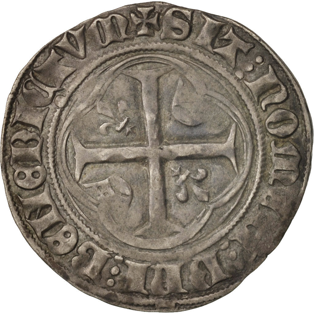 France, Charles VII, Blanc à la couronne, Paris, EF(40-45), Silver