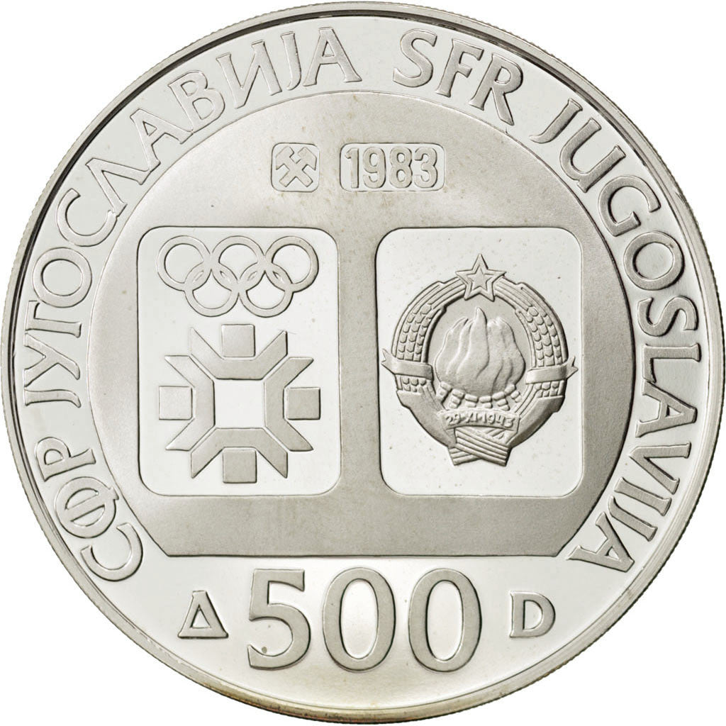 YUGOSLAVIA, 500 Dinara, 1983, KM #103, MS(65-70), Silver, 38, 23.10