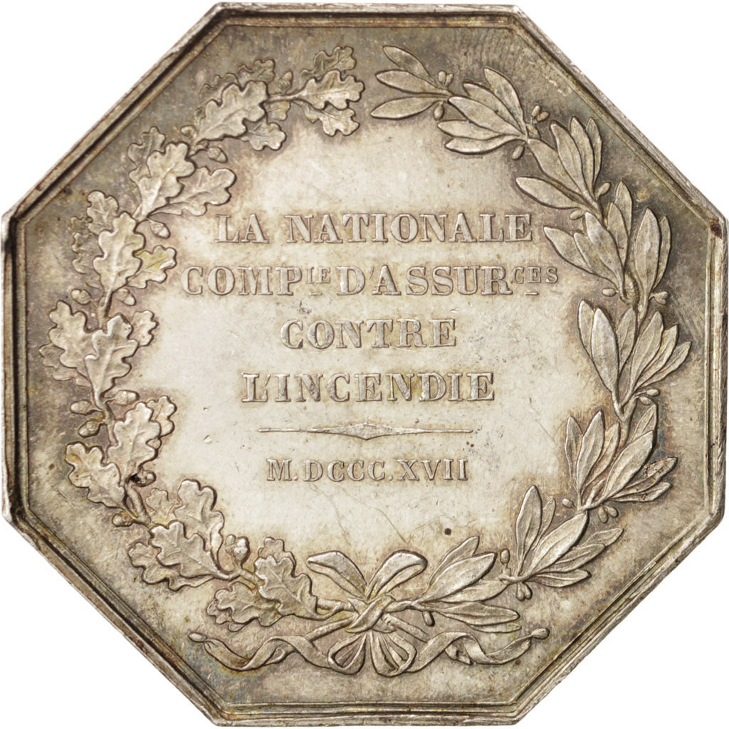 France, Token, Insurance, La Nationale, 1817, Barre, AU(55-58), Silver