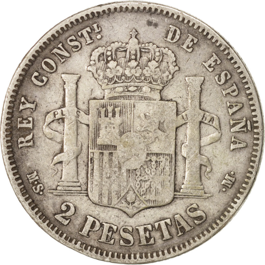 Coin, Spain, Alfonso XII, 2 Pesetas, 1882, Madrid, VF(30-35), Silver, KM:678.2