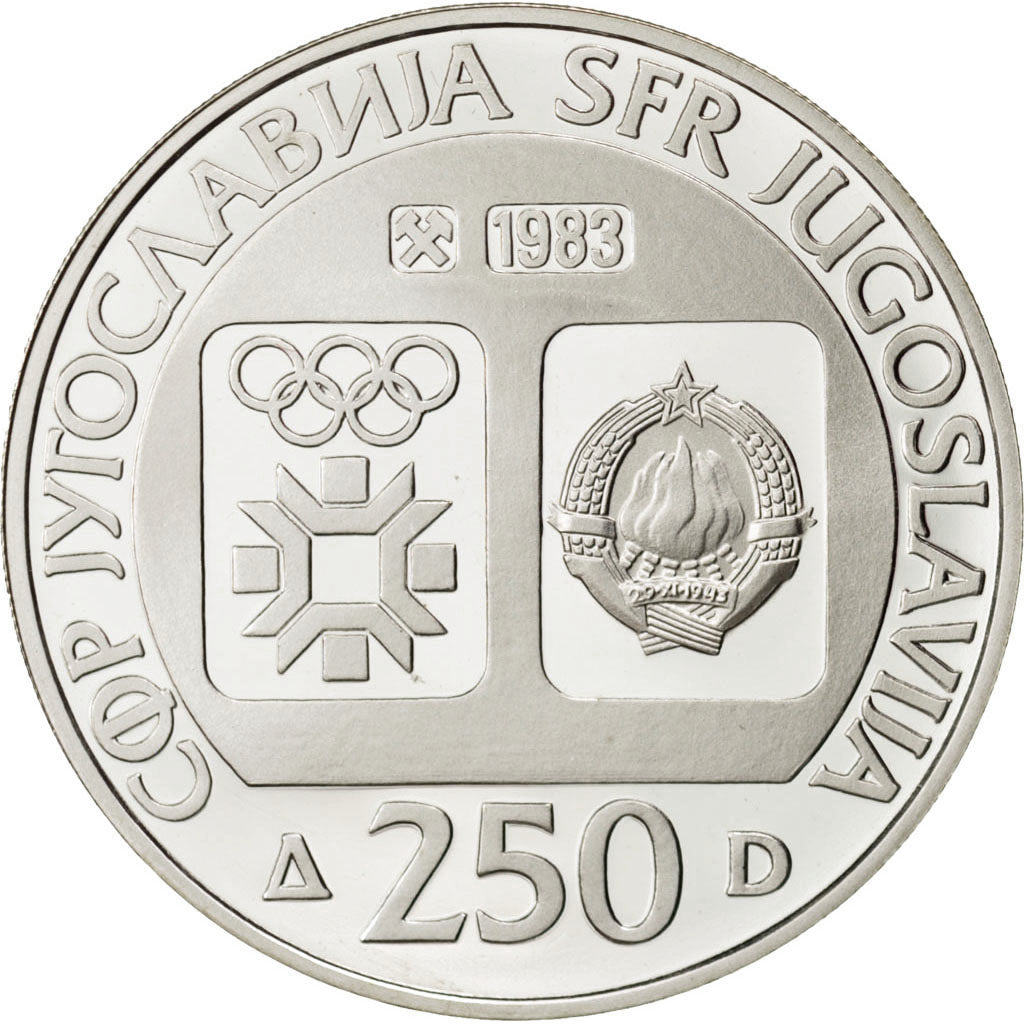 Coin, Yugoslavia, 250 Dinara, 1983, MS(65-70), Silver, KM:100