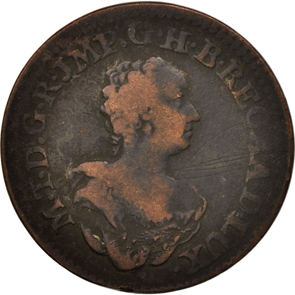 Luxembourg, Maria Theresa, 2 Liards, 1757, Brussels, VF(20-25), Copper, KM:2